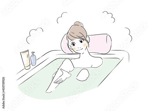 愛い女性　バスタイム　レッグマッサージ