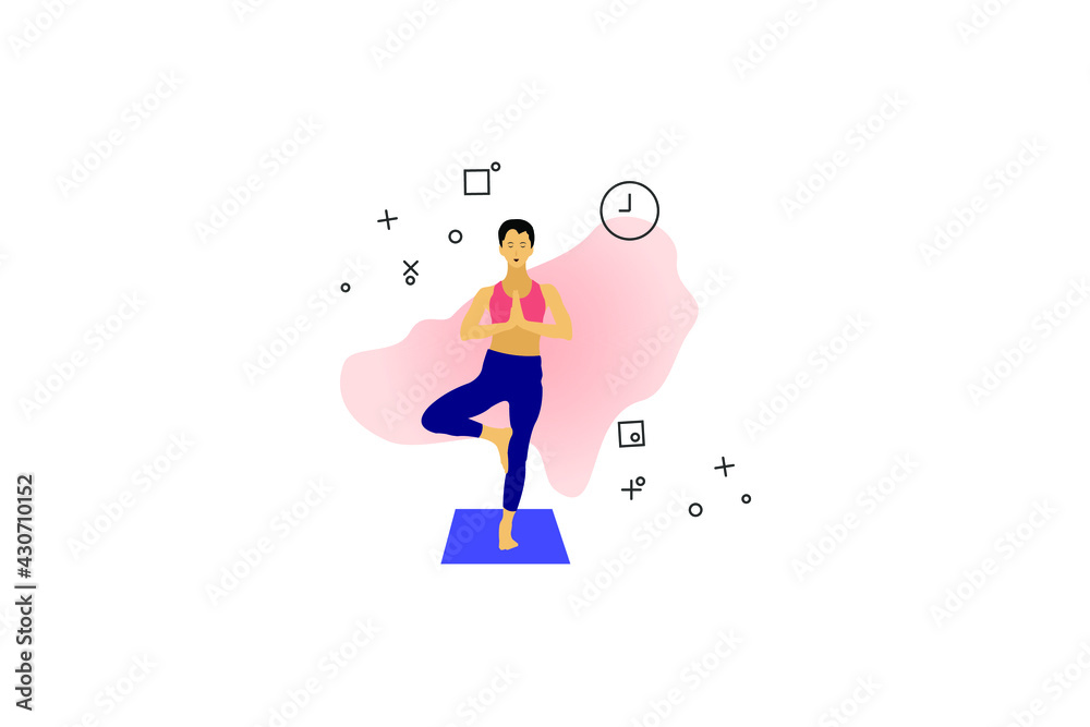 Illustration of woman doing yoga for Yoga Day Celebration on abstract background. Illustration of woman doing yoga for Yoga Day Celebration on abstract background.