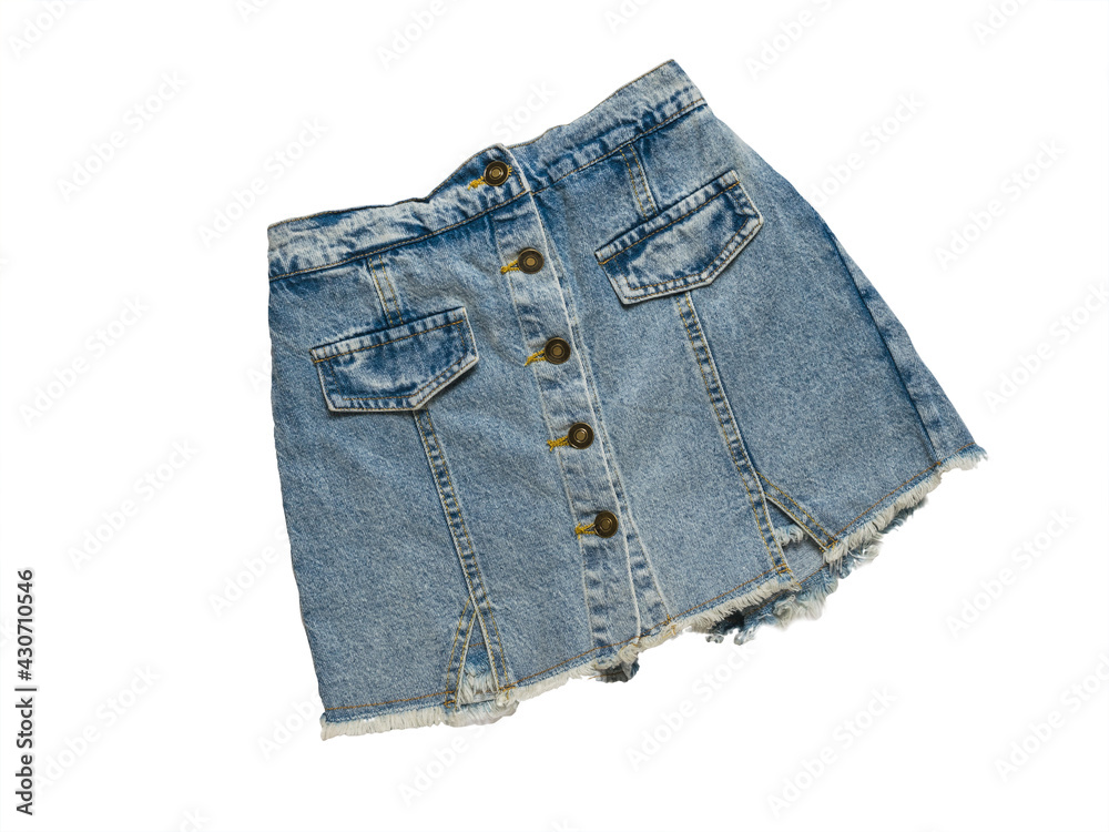 Stylish denim skirt isolated on a white background. Stylish denim skirt isolated on a white background.