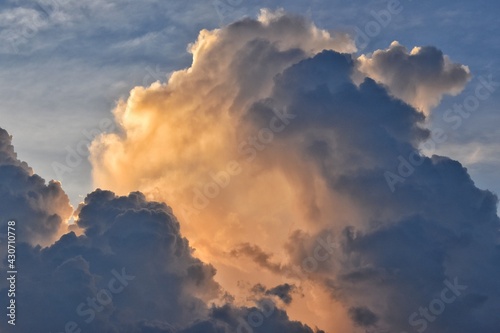 Evening sky scene with golden light from the sundown.