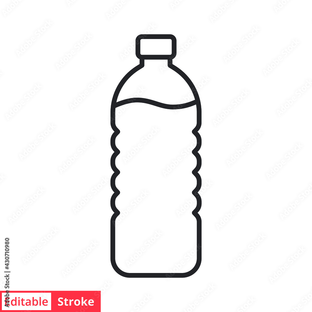 Bottle line icon. Simple outline style. Water, container, plastic, drink, cola, cold, beverage, concept, design element. Vector illustration isolated on white background. Editable stroke EPS 10. Bottle line icon. Simple outline style. Water, container, plastic, drink, cola, cold, beverage, concept, design element. Vector illustration isolated on white background. Editable stroke EPS 10.