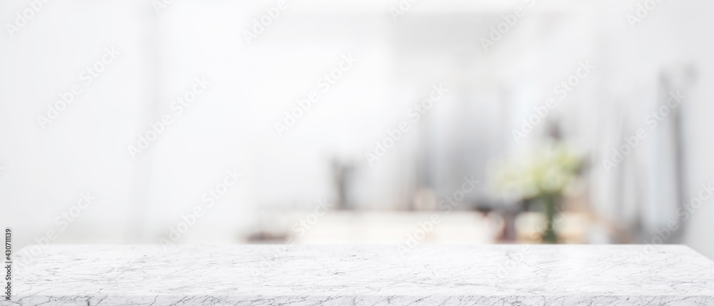 Empty marble desk in blurred background, copy space on marble desk Empty marble desk in blurred background, copy space on marble desk