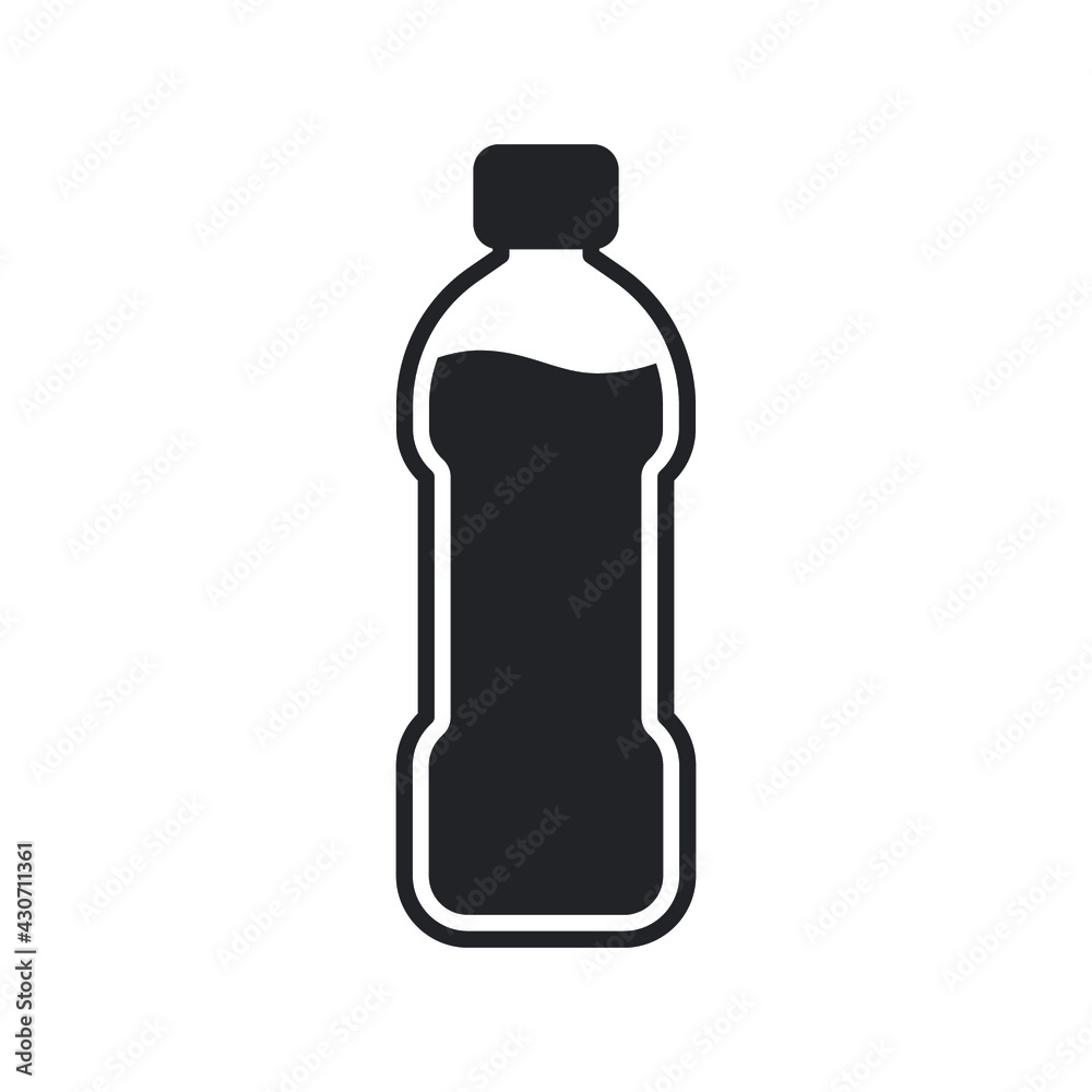 Bottle glyph icon. Simple solid style. Water, container, plastic, drink, cola, cold, beverage, concept, design element. Vector illustration isolated on white background. EPS 10. Bottle glyph icon. Simple solid style. Water, container, plastic, drink, cola, cold, beverage, concept, design element. Vector illustration isolated on white background. EPS 10.