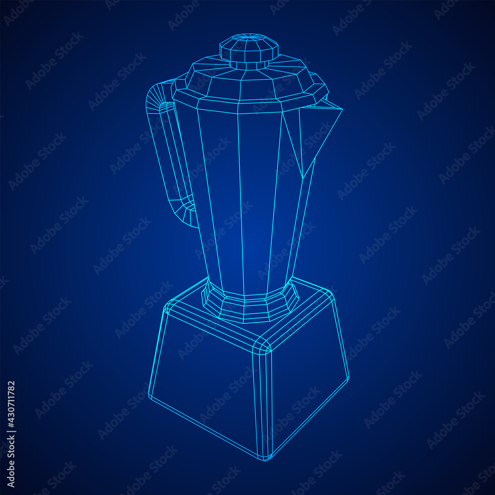 Obraz premium Kitchen blender. Appliance, equipment mixer machine. Wireframe low poly mesh vector illustration
