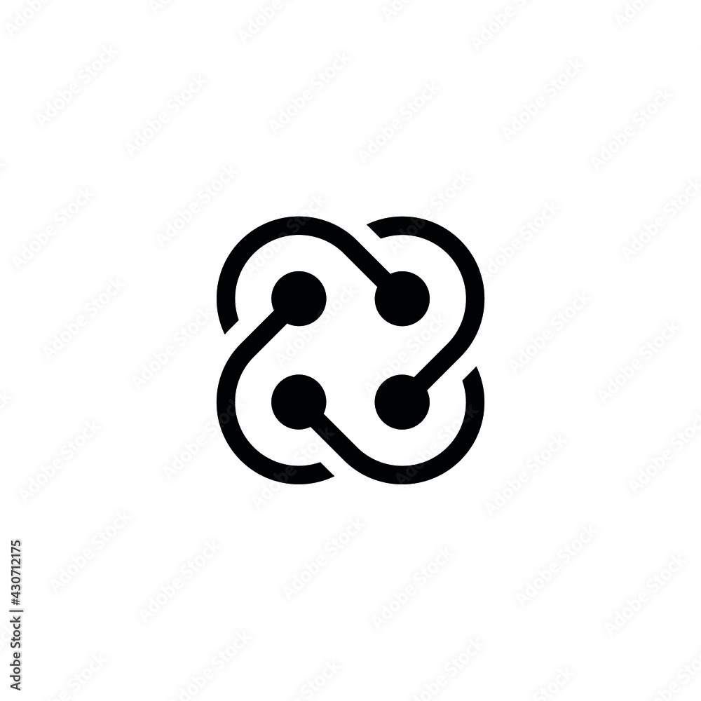 Abstract graphic illustration of four curved cleat Abstract graphic illustration of four curved cleat