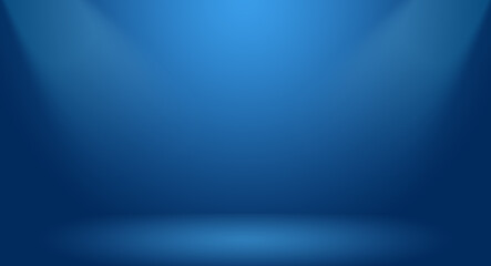 Empty Dark blue room with gradient blue abstract background for display your product