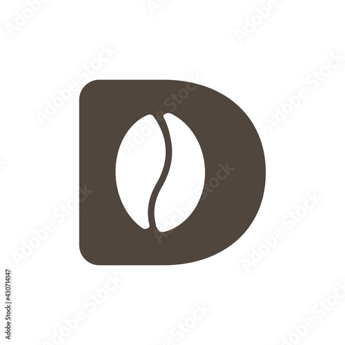 Coffee Shop Logo. Letter D with Negative Space Coffee Icon Inside. Vector Design Template