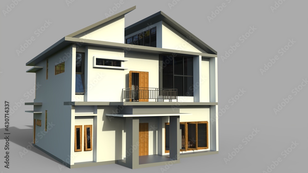 Generic modern house design 3d render illustrations Generic modern house design 3d render illustrations