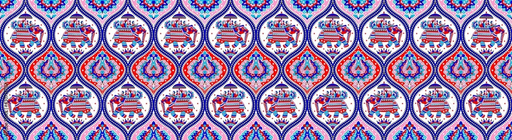 colorful Indian kalamkari pattern design.