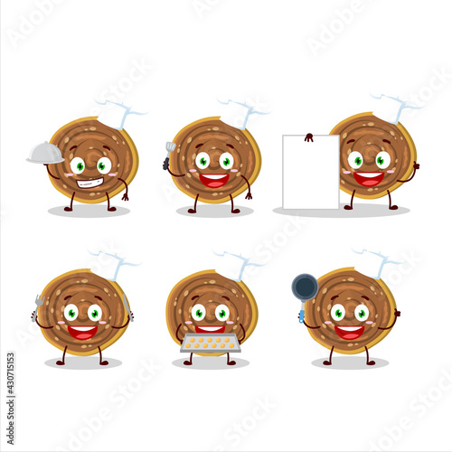 Cartoon character of bakarvadi with various chef emoticons