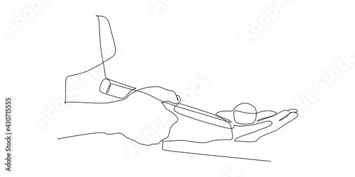 Table tennis serve the ball - continuous one line drawing