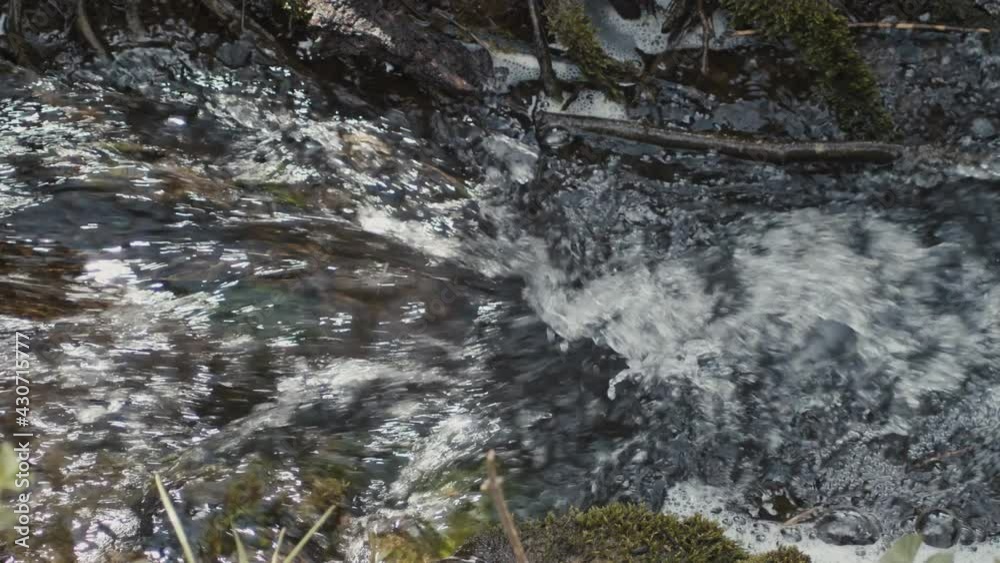 Stream flowing water. Close up shot