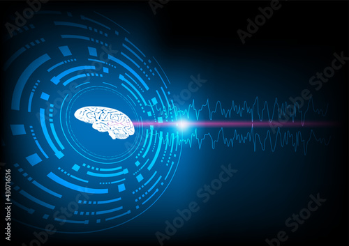 Illustration of focal seizure and human brain on technology background.