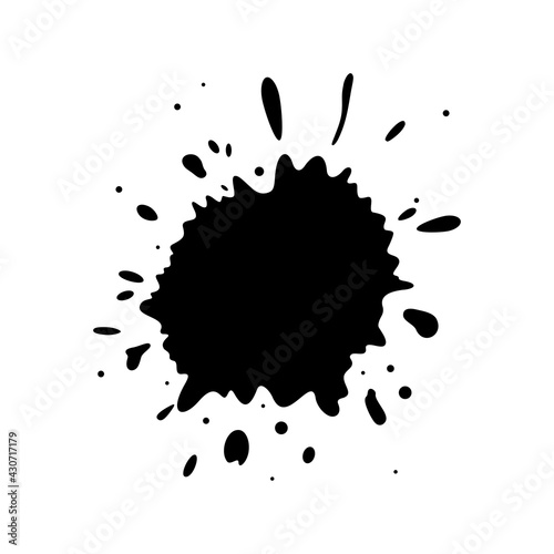 Grungy silhouettes of ink stains. Set of dropping stains frames isolated in white background. Flat vector illustration