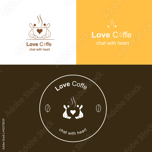 coffe chat with love logo good for romantic coffe shop business