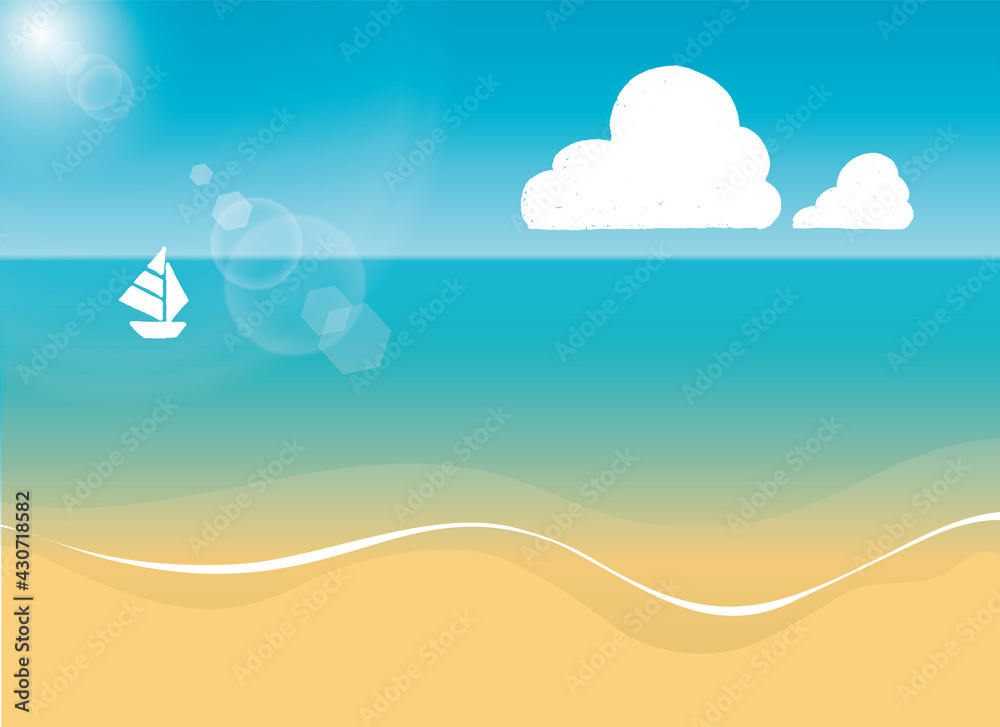 シンプルな海辺のイラスト。透明で透き通った海。 シンプルな海辺のイラスト。透明で透き通った海。