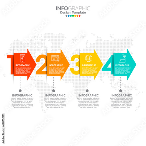 Business infographic elements with 4 options or steps