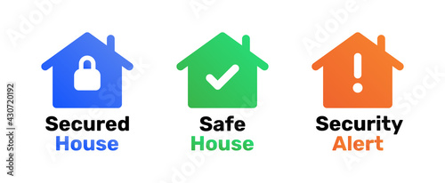 Secured, safe, security alert house icon. Vector illustration