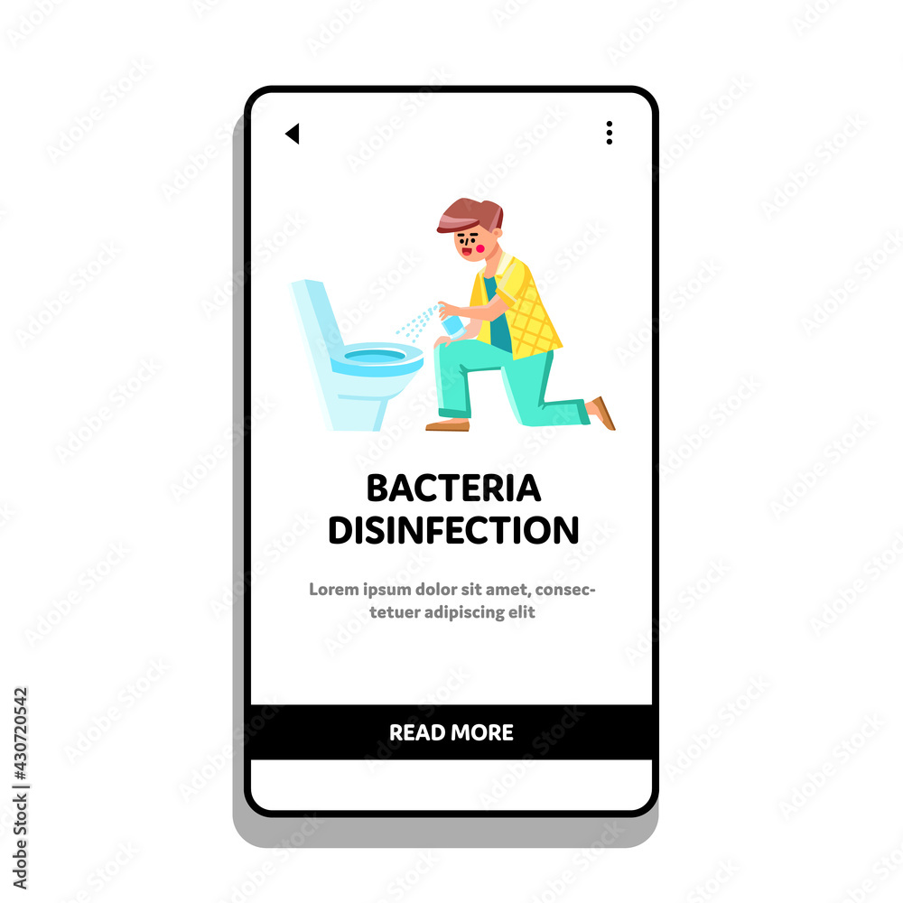 Bacteria Disinfection Spraying Man Toilet Vector. Boy With Bacteria Disinfection Spray Cleaning And Sanitizing Restroom. Character Guy Hygienic Procedure Web Flat Cartoon Illustration Bacteria Disinfection Spraying Man Toilet Vector. Boy With Bacteria Disinfection Spray Cleaning And Sanitizing Restroom. Character Guy Hygienic Procedure Web Flat Cartoon Illustration