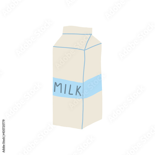 Hand drawn doodle line vector illustration of milk in carton package. Isolated on white background.