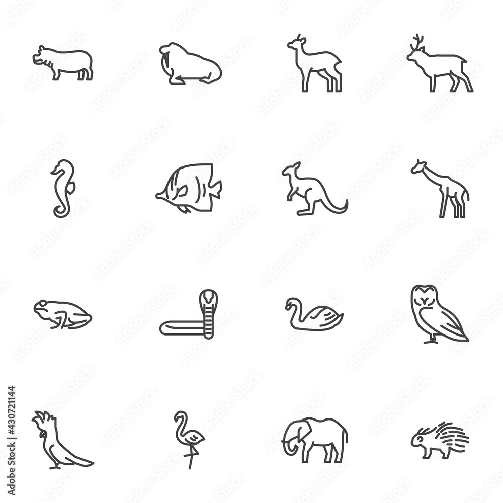 Animal line icons set Animal line icons set