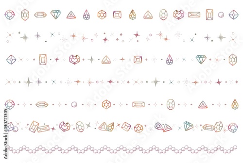 かわいい宝石の手描きラインセット