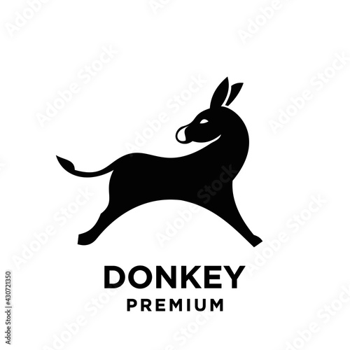 simple black Donkey vector logo icon template character illustration design isolated background