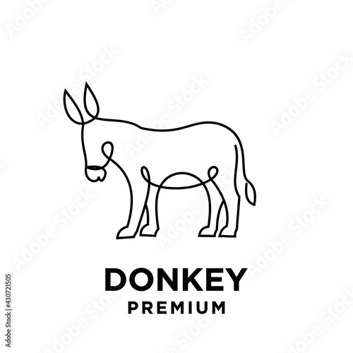 simple black line Donkey vector logo icon template character illustration design isolated background