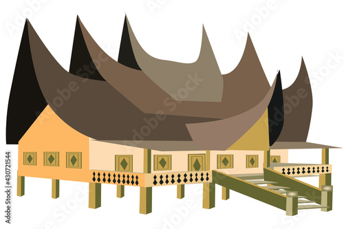 Traditional Indonesisn Gadang House From Minangkabau west Sumatra - Vector photo