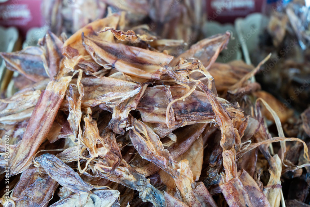 Dried squid in the sea food Thailand market Dried squid in the sea food Thailand market