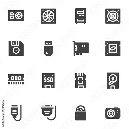 Computer hardware vector icons set