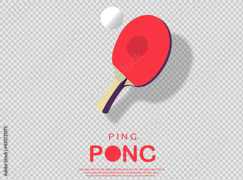 Ping pong Poster Template. Table and rackets for ping-pong. Vector illustration photo