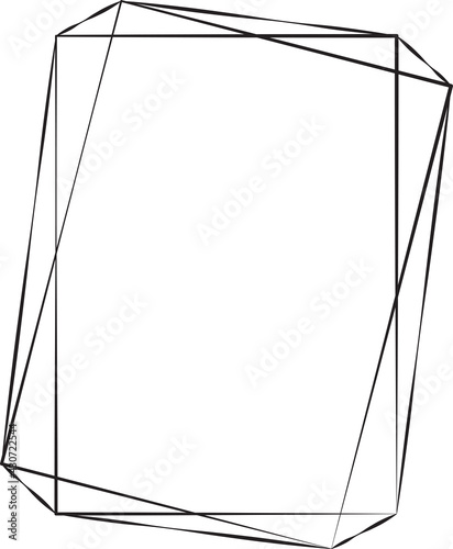 Geometric polygonal black linear frame. Set cristal shapes. Vector illustration for design greeting cards.