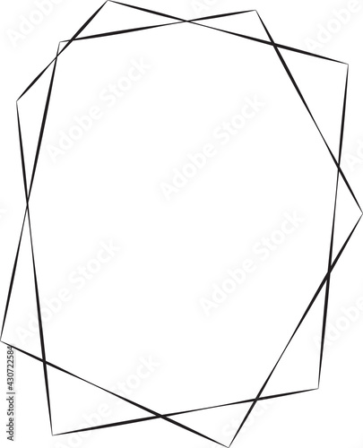 Geometric polygonal black linear frame. Set cristal shapes. Vector illustration for design greeting cards.