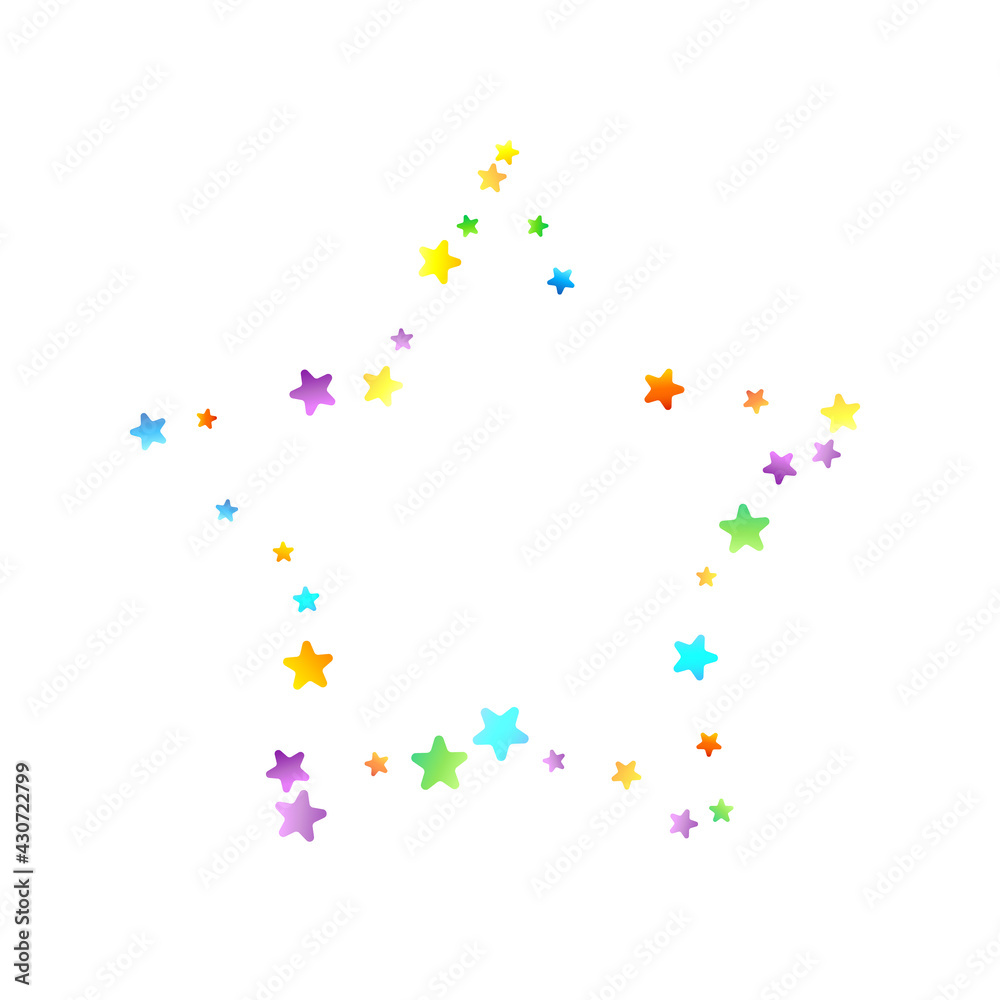 Obraz premium Rainbow Festive Confetti. Carnival Star Falling.