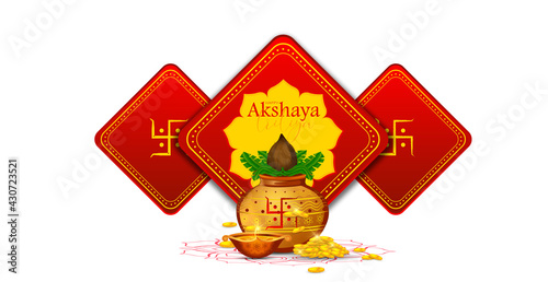 Vector  Illustration of Happy Akshaya Tritiya.