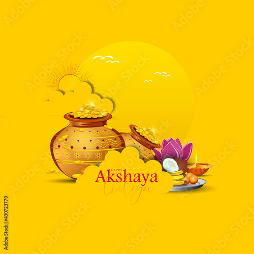 Vector  Illustration of Happy Akshaya Tritiya.