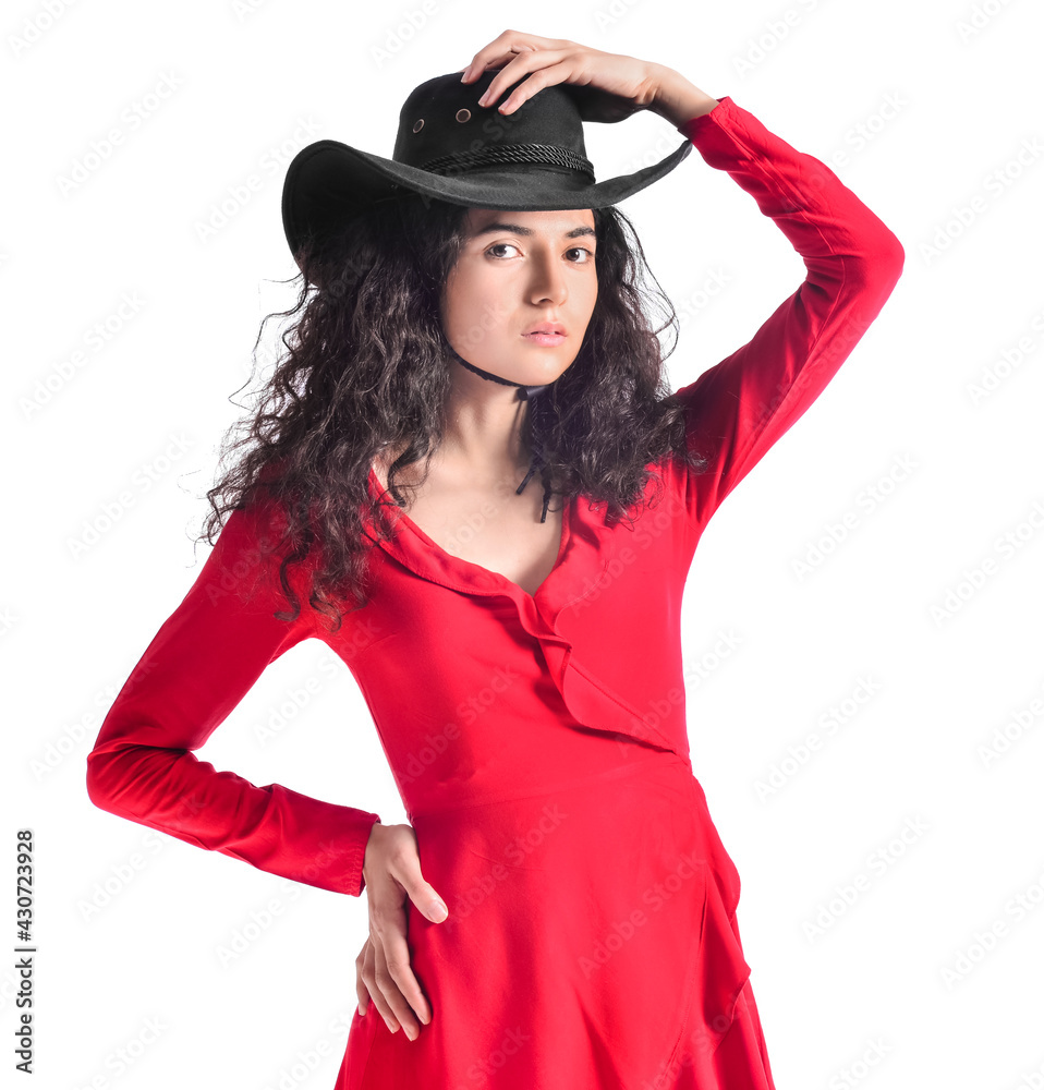 Portrait of fashionable young woman on white background Portrait of fashionable young woman on white background
