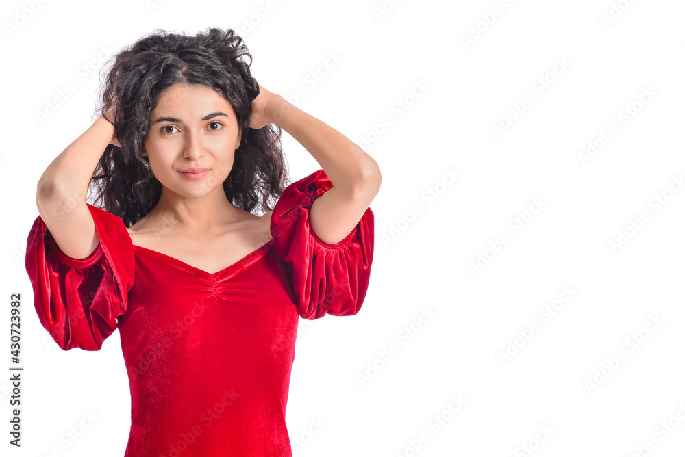 Portrait of fashionable young woman on white background Portrait of fashionable young woman on white background