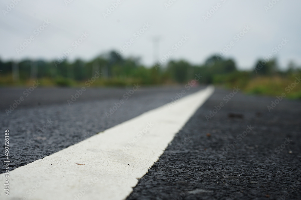 White traffic lines For safety on the road White traffic lines For safety on the road