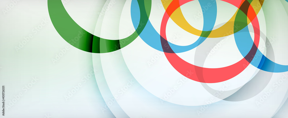 Obraz premium Ring geometric shapes, o letter repetition wallpaper. Abstract background for business or technology presentations, internet posters or web brochure covers