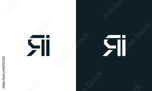 Creative minimal abstract letter RI logo.