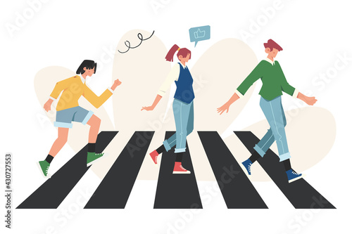 Pedestrians rushing somewhere about their business at the pawn crossing, crowd