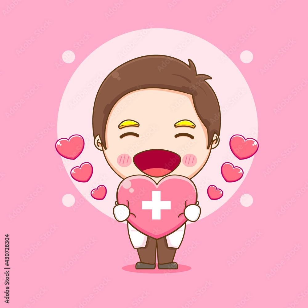Obraz premium Cartoon illustration of cute doctor character