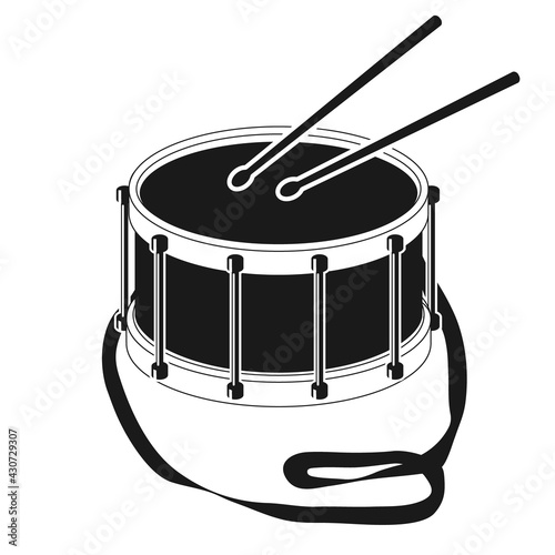 Drum. Drum icon isolated on white background. Vector illustration.