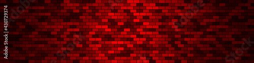 Red stone brick wall texture in color Bright Red with dark or black gradient. for billboard backdrop or background.