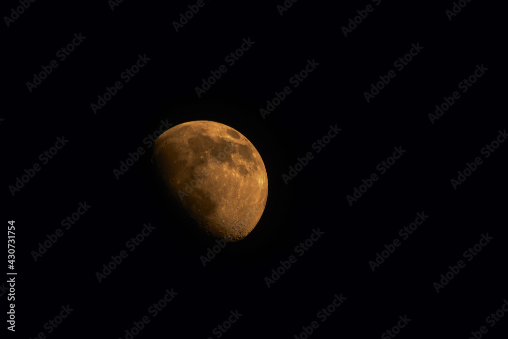 Moon two thirds 66% phase photographed through a long focal telescope. Moon two thirds 66% phase photographed through a long focal telescope.