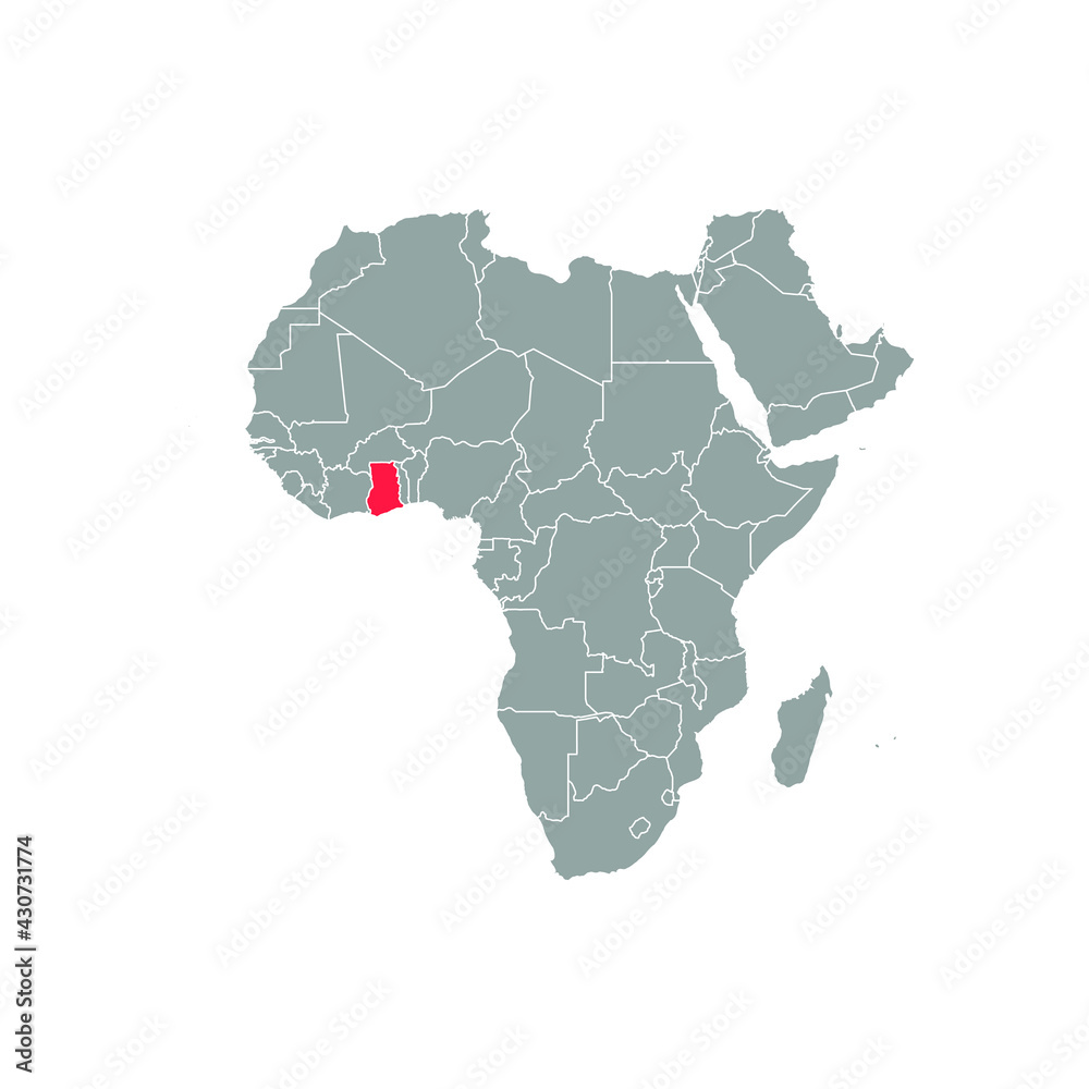 Fototapeta premium ghana Highlighted on africa Map Eps 10