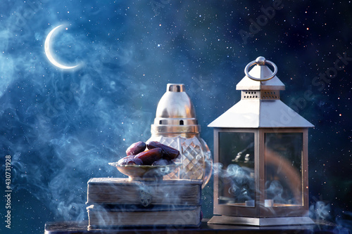 Arabic lantern, Ramadan kareem background photo