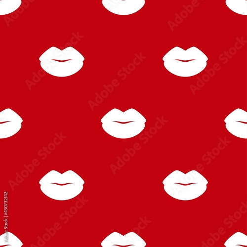 Seamless pattern with red lips imprint. Vector illustration. Love wrapping or wallpaper.